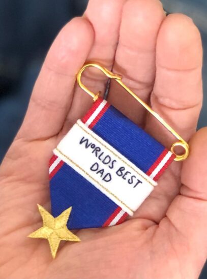 Worlds best dad embroidered medal